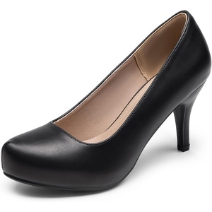 image:imageDREAM PAIRS Womens Low Stiletto Platform Heels Pumps  Classic Elegant Versatile Heels Dress Comfortable Closed Toe Pumps Shoes for Wedding Party Walking Brithday Work OfficeBlackpu
