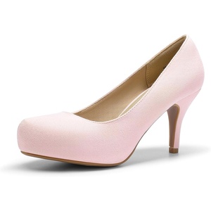 image:imageDREAM PAIRS Womens Low Stiletto Platform Heels Pumps  Classic Elegant Versatile Heels Dress Comfortable Closed Toe Pumps Shoes for Wedding Party Walking Brithday Work OfficePinkSuede