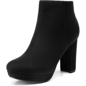 image:imageDREAM PAIRS Womens Stomp High Heel Ankle Boots  platform ankle boots classic round toe design nonslip outsole inside zipper for Easy On and OffBlack
