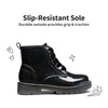 image:imageDREAM PAIRS Girls Combat Ankle Boots Shoes  Glittery upper with cushioned footbed and durable rubber outsole for dress up and winterBlackPu