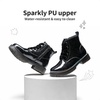 image:imageDREAM PAIRS Girls Combat Ankle Boots Shoes  Glittery upper with cushioned footbed and durable rubber outsole for dress up and winterBlackPu