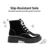 image:imageDREAM PAIRS Girls Combat Ankle Boots Shoes  Glittery upper with cushioned footbed and durable rubber outsole for dress up and winterBlackpat