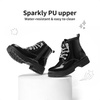 image:imageDREAM PAIRS Girls Combat Ankle Boots Shoes  Glittery upper with cushioned footbed and durable rubber outsole for dress up and winterBlackpat