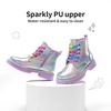 image:imageDREAM PAIRS Girls Combat Ankle Boots Shoes  Glittery upper with cushioned footbed and durable rubber outsole for dress up and winterRainbow