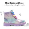 image:imageDREAM PAIRS Girls Combat Ankle Boots Shoes  Glittery upper with cushioned footbed and durable rubber outsole for dress up and winterRainbow