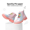 image:imageDREAM PAIRS Girls Combat Ankle Boots Shoes  Glittery upper with cushioned footbed and durable rubber outsole for dress up and winterRainbowPink