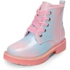 image:imageDREAM PAIRS Girls Combat Ankle Boots Shoes  Glittery upper with cushioned footbed and durable rubber outsole for dress up and winterRainbowPink