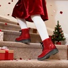 image:imageDREAM PAIRS Girls Combat Ankle Boots Shoes  Glittery upper with cushioned footbed and durable rubber outsole for dress up and winterRedPu