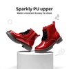 image:imageDREAM PAIRS Girls Combat Ankle Boots Shoes  Glittery upper with cushioned footbed and durable rubber outsole for dress up and winterRedPu
