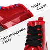 image:imageDREAM PAIRS Girls Combat Ankle Boots Shoes  Glittery upper with cushioned footbed and durable rubber outsole for dress up and winterRedPu