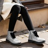 image:imageDREAM PAIRS Girls Combat Ankle Boots Shoes  Glittery upper with cushioned footbed and durable rubber outsole for dress up and winterSilverPu