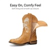 image:imageDREAM PAIRS Girls Cowboy Cowgirl Western Boots  Floral Embroidered Classic Western Cowgirl Boots Square Toe Mid Calf Side Zipper Horsing PartyCamel