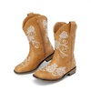 image:imageDREAM PAIRS Girls Cowboy Cowgirl Western Boots  Floral Embroidered Classic Western Cowgirl Boots Square Toe Mid Calf Side Zipper Horsing PartyCamel
