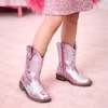 image:imageDREAM PAIRS Girls Cowboy Cowgirl Western Boots  Floral Embroidered Classic Western Cowgirl Boots Square Toe Mid Calf Side Zipper Horsing PartyPurple