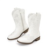image:imageDREAM PAIRS Girls Cowboy Cowgirl Western Boots  Floral Embroidered Classic Western Cowgirl Boots Square Toe Mid Calf Side Zipper Horsing PartyWhite