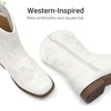 image:imageDREAM PAIRS Girls Cowboy Cowgirl Western Boots  Floral Embroidered Classic Western Cowgirl Boots Square Toe Mid Calf Side Zipper Horsing PartyWhite
