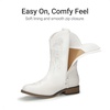 image:imageDREAM PAIRS Girls Cowboy Cowgirl Western Boots  Floral Embroidered Classic Western Cowgirl Boots Square Toe Mid Calf Side Zipper Horsing PartyWhite