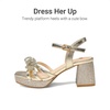 image:imageDREAM PAIRS Girls Sandals Chunky Sandals  Foam insoles nonslip sole adjustable strap square toe shiny bow perfect for weddings parties proms amp daily wearGoldglitter