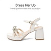 image:imageDREAM PAIRS Girls Sandals Chunky Sandals  Foam insoles nonslip sole adjustable strap square toe shiny bow perfect for weddings parties proms amp daily wearWhite