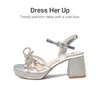 image:imageDREAM PAIRS Girls Sandals Chunky Sandals  Foam insoles nonslip sole adjustable strap square toe shiny bow perfect for weddings parties proms amp daily wearSilvermetallic
