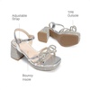 image:imageDREAM PAIRS Girls Sandals Chunky Sandals  Foam insoles nonslip sole adjustable strap square toe shiny bow perfect for weddings parties proms amp daily wearSilvermetallic