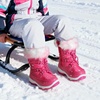 image:imageDREAM PAIRS Girls Winter Snow Boots Faux Fur Lined  OutdoorAntislipPullOnLightweightMid CalfLittle KidsWinter ShoesRose Red