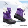 image:imageDREAM PAIRS Unisex Snow Waterproof Winter Boots  Warm Faux Fur Lined Outdoor Secure Grip Anti Slip Outsole Easy Wear Windproof Mid Calf Cozy Comfort for Cold WeatherPurple