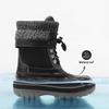 image:imageDREAM PAIRS Unisex Snow Waterproof Winter Boots  Warm Faux Fur Lined Outdoor Secure Grip Anti Slip Outsole Easy Wear Windproof Mid Calf Cozy Comfort for Cold WeatherBlack
