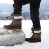 image:imageDREAM PAIRS Unisex Snow Waterproof Winter Boots  Warm Faux Fur Lined Outdoor Secure Grip Anti Slip Outsole Easy Wear Windproof Mid Calf Cozy Comfort for Cold WeatherBrown