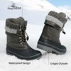 image:imageDREAM PAIRS Unisex Snow Waterproof Winter Boots  Warm Faux Fur Lined Outdoor Secure Grip Anti Slip Outsole Easy Wear Windproof Mid Calf Cozy Comfort for Cold WeatherBlackGrey