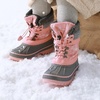 image:imageDREAM PAIRS Unisex Snow Waterproof Winter Boots  Warm Faux Fur Lined Outdoor Secure Grip Anti Slip Outsole Easy Wear Windproof Mid Calf Cozy Comfort for Cold WeatherPink