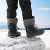 image:imageDREAM PAIRS Unisex Snow Waterproof Winter Boots  Warm Faux Fur Lined Outdoor Secure Grip Anti Slip Outsole Easy Wear Windproof Mid Calf Cozy Comfort for Cold WeatherBlack