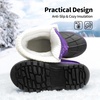 image:imageDREAM PAIRS Unisex Snow Waterproof Winter Boots  Warm Faux Fur Lined Outdoor Secure Grip Anti Slip Outsole Easy Wear Windproof Mid Calf Cozy Comfort for Cold WeatherPurple