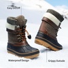 image:imageDREAM PAIRS Unisex Snow Waterproof Winter Boots  Warm Faux Fur Lined Outdoor Secure Grip Anti Slip Outsole Easy Wear Windproof Mid Calf Cozy Comfort for Cold WeatherBrown
