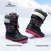 image:imageDREAM PAIRS Unisex Snow Waterproof Winter Boots  Warm Faux Fur Lined Outdoor Secure Grip Anti Slip Outsole Easy Wear Windproof Mid Calf Cozy Comfort for Cold WeatherBlackFuxia
