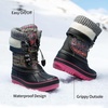 image:imageDREAM PAIRS Unisex Snow Waterproof Winter Boots  Warm Faux Fur Lined Outdoor Secure Grip Anti Slip Outsole Easy Wear Windproof Mid Calf Cozy Comfort for Cold WeatherGreyFuchsia