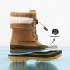 image:imageDREAM PAIRS Unisex Snow Waterproof Winter Boots  Warm Faux Fur Lined Outdoor Secure Grip Anti Slip Outsole Easy Wear Windproof Mid Calf Cozy Comfort for Cold WeatherTan