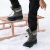 image:imageDREAM PAIRS Unisex Snow Waterproof Winter Boots  Warm Faux Fur Lined Outdoor Secure Grip Anti Slip Outsole Easy Wear Windproof Mid Calf Cozy Comfort for Cold WeatherBlackGrey