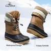 image:imageDREAM PAIRS Unisex Snow Waterproof Winter Boots  Warm Faux Fur Lined Outdoor Secure Grip Anti Slip Outsole Easy Wear Windproof Mid Calf Cozy Comfort for Cold WeatherTan