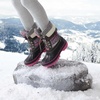 image:imageDREAM PAIRS Unisex Snow Waterproof Winter Boots  Warm Faux Fur Lined Outdoor Secure Grip Anti Slip Outsole Easy Wear Windproof Mid Calf Cozy Comfort for Cold WeatherGreyFuchsia