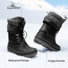 image:imageDREAM PAIRS Unisex Snow Waterproof Winter Boots  Warm Faux Fur Lined Outdoor Secure Grip Anti Slip Outsole Easy Wear Windproof Mid Calf Cozy Comfort for Cold WeatherBlack