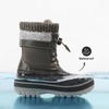 image:imageDREAM PAIRS Unisex Snow Waterproof Winter Boots  Warm Faux Fur Lined Outdoor Secure Grip Anti Slip Outsole Easy Wear Windproof Mid Calf Cozy Comfort for Cold WeatherBlackGrey
