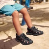 image:imageDREAM PAIRS Unisex Summer Water Athletic Sandals  ClosedToe Protection QuickDrying Upper Comfort Footbed Durable NonSlip Sole HookAndLoop Outdoor Sport Walk HikeBlackDarkGrey
