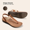image:imageDREAM PAIRS Womens Arch Support Sandals Thong Sandals  Orthopedic TStrap Sandals Comfortable Flat Sandals Thong Sandals for Casual Summer Walking Casual OutingsTan