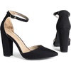 image:imageDREAM PAIRS Womens Coco High Heels Chunky Pumps  Pointed Closed Toe Ankle Strap Block Pumps Wedding Dress Shoes for WomenBlackSuede