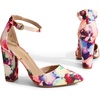 image:imageDREAM PAIRS Womens Coco High Heels Chunky Pumps  Pointed Closed Toe Ankle Strap Block Pumps Wedding Dress Shoes for WomenFloral