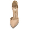 image:imageDREAM PAIRS Womens Coco High Heels Chunky Pumps  Pointed Closed Toe Ankle Strap Block Pumps Wedding Dress Shoes for WomenNudeSuede