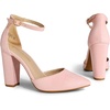 image:imageDREAM PAIRS Womens Coco High Heels Chunky Pumps  Pointed Closed Toe Ankle Strap Block Pumps Wedding Dress Shoes for WomenPinkSuede
