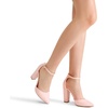 image:imageDREAM PAIRS Womens Coco High Heels Chunky Pumps  Pointed Closed Toe Ankle Strap Block Pumps Wedding Dress Shoes for WomenPinkSuede