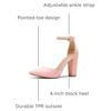 image:imageDREAM PAIRS Womens Coco High Heels Chunky Pumps  Pointed Closed Toe Ankle Strap Block Pumps Wedding Dress Shoes for WomenPinkSuede